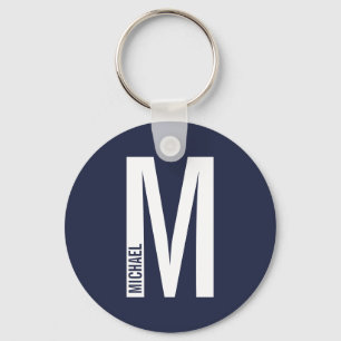 Modern Personalized Bold Monogram and Name Keychain