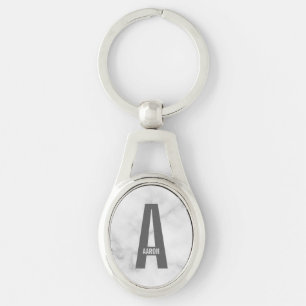 Modern Personalized Bold Monogram and Name Keychain