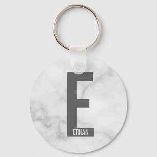 Modern Personalized Bold Monogram and Name Keychain