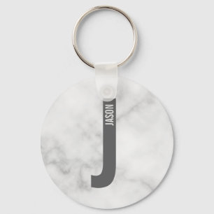 Modern Personalized Bold Monogram and Name Keychain