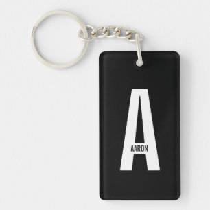 Modern Personalized Bold Monogram and Name Keychain
