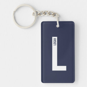 Modern Personalized Bold Monogram and Name Keychain