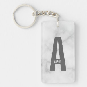 Modern Personalized Bold Monogram and Name Keychain