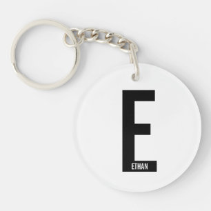 Modern Personalized Bold Monogram and Name Keychain