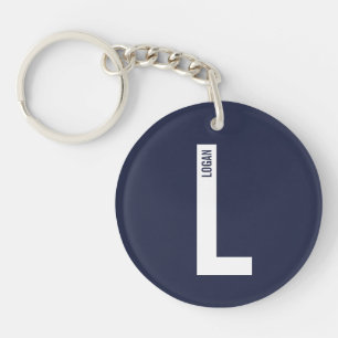 Modern Personalized Bold Monogram and Name Keychain