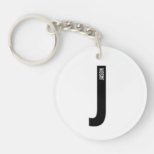 Modern Personalized Bold Monogram and Name Keychain