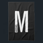 Modern Personalized Bold Monogram and Name Kitchen Towel<br><div class="desc">Modern Monogram Design featuring personalized monogram letter "M" and name in modern bold sans serif font style.</div>