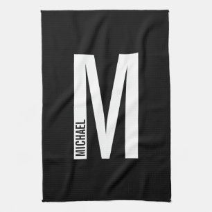 Modern Personalized Bold Monogram and Name Kitchen Towel