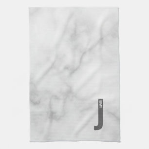 Modern Personalized Bold Monogram and Name Kitchen Towel