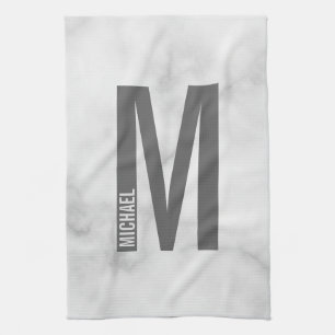 Modern Personalized Bold Monogram and Name Kitchen Towel