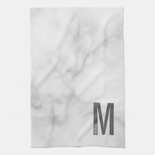 Modern Personalized Bold Monogram and Name Kitchen Towel