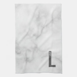 Modern Personalized Bold Monogram and Name Kitchen Towel
