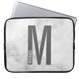Modern Personalized Bold Monogram and Name Laptop Sleeve