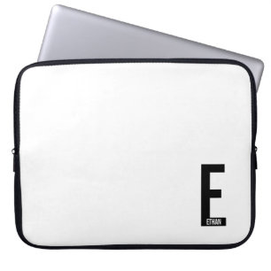 Modern Personalized Bold Monogram and Name Laptop Sleeve