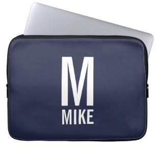 Modern Personalized Bold Monogram and Name Laptop Sleeve