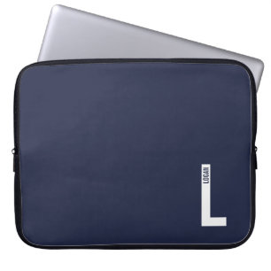 Modern Personalized Bold Monogram and Name Laptop Sleeve