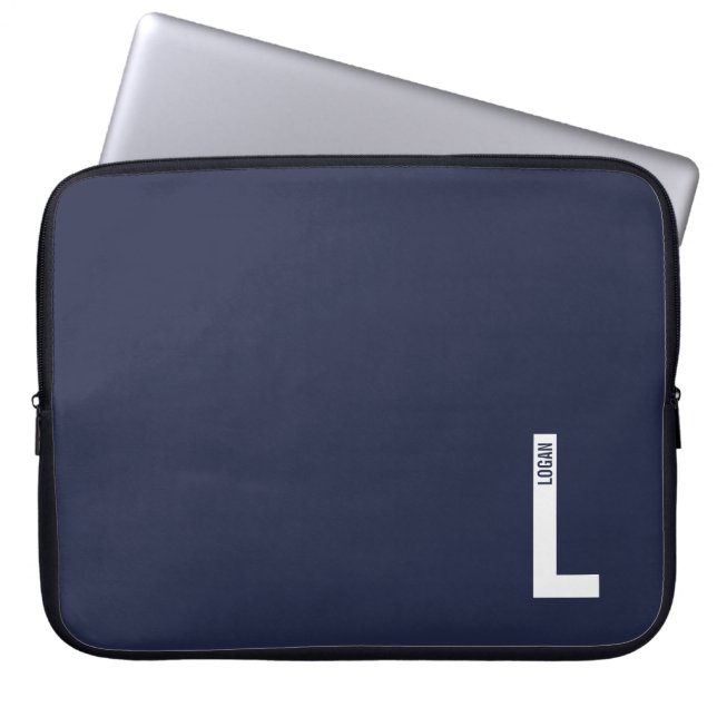 Modern Personalized Bold Monogram and Name Laptop Sleeve (Front)