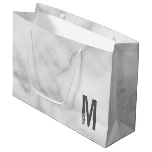 Modern Personalized Bold Monogram and Name Large Gift Bag