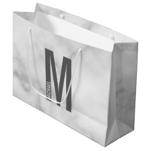 Modern Personalized Bold Monogram and Name Large Gift Bag