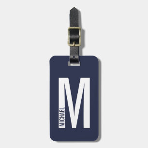 Modern Personalized Bold Monogram and Name Luggage Tag