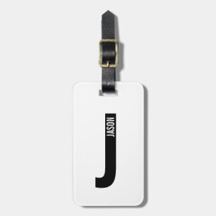 Modern Personalized Bold Monogram and Name Luggage Tag