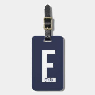 Modern Personalized Bold Monogram and Name Luggage Tag