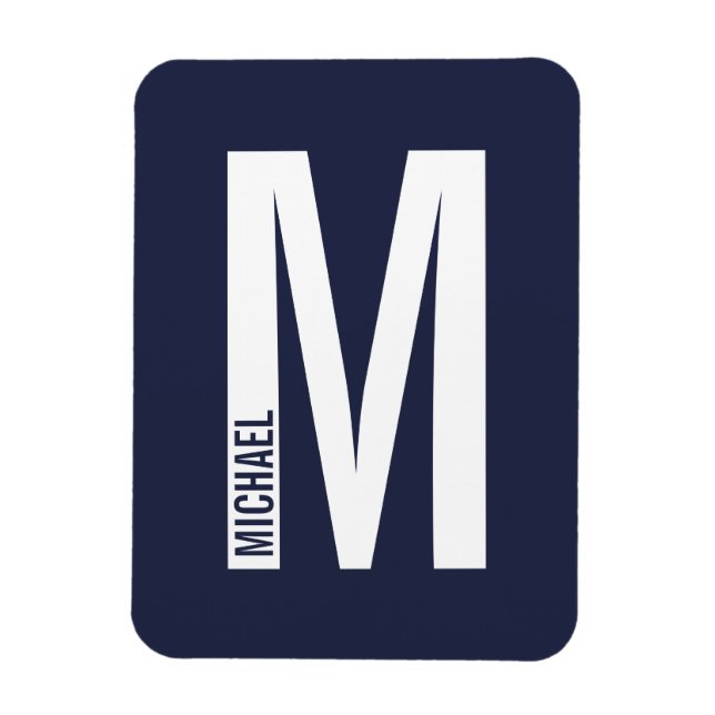 Modern Personalized Bold Monogram and Name Magnet (Vertical)