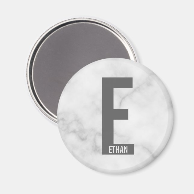 Modern Personalized Bold Monogram and Name Magnet (Front/Back)