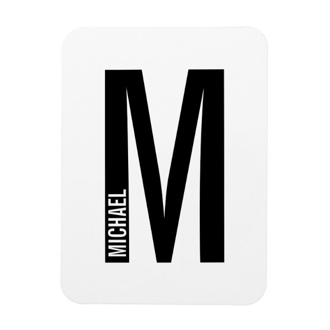 Modern Personalized Bold Monogram and Name Magnet (Vertical)