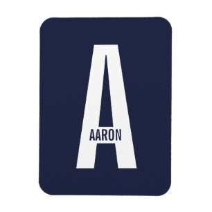 Modern Personalized Bold Monogram and Name Magnet