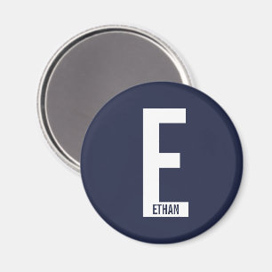 Modern Personalized Bold Monogram and Name Magnet