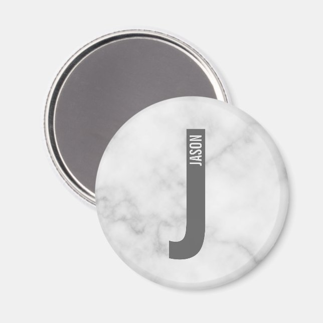 Modern Personalized Bold Monogram and Name Magnet (Front/Back)