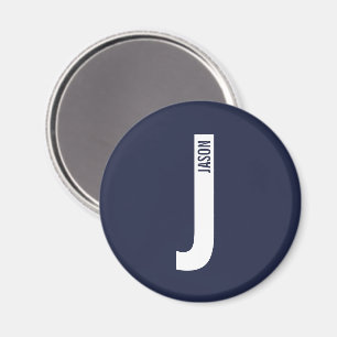 Modern Personalized Bold Monogram and Name Magnet