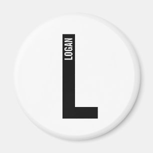 Modern Personalized Bold Monogram and Name Magnet