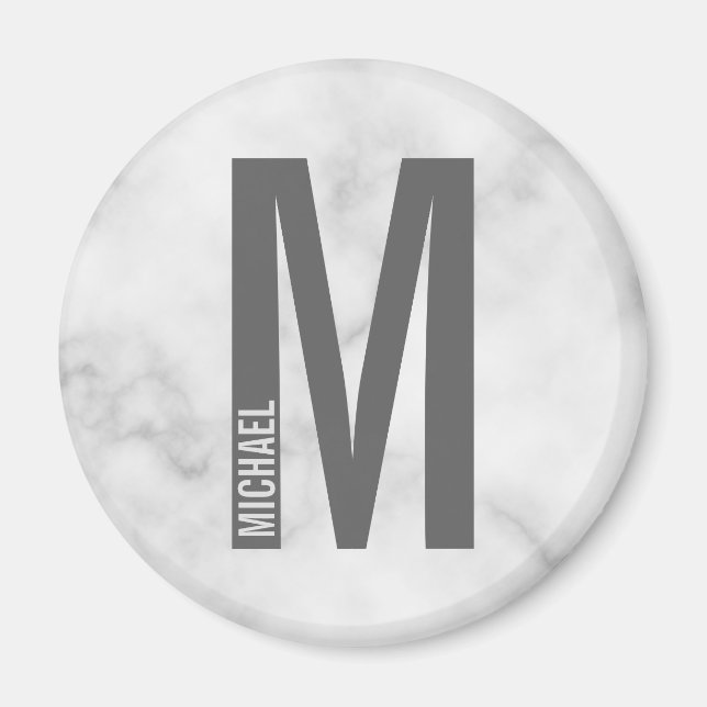 Modern Personalized Bold Monogram and Name Magnet (Front)