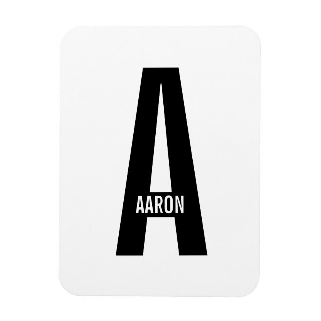 Modern Personalized Bold Monogram and Name Magnet (Vertical)
