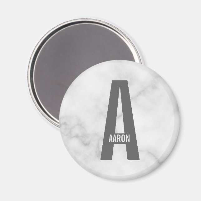 Modern Personalized Bold Monogram and Name Magnet (Front/Back)