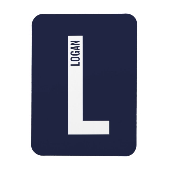 Modern Personalized Bold Monogram and Name Magnet (Vertical)