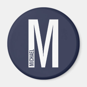 Modern Personalized Bold Monogram and Name Magnet
