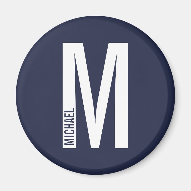 Modern Personalized Bold Monogram and Name Magnet (Front)