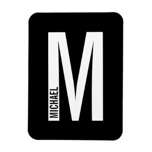 Modern Personalized Bold Monogram and Name Magnet
