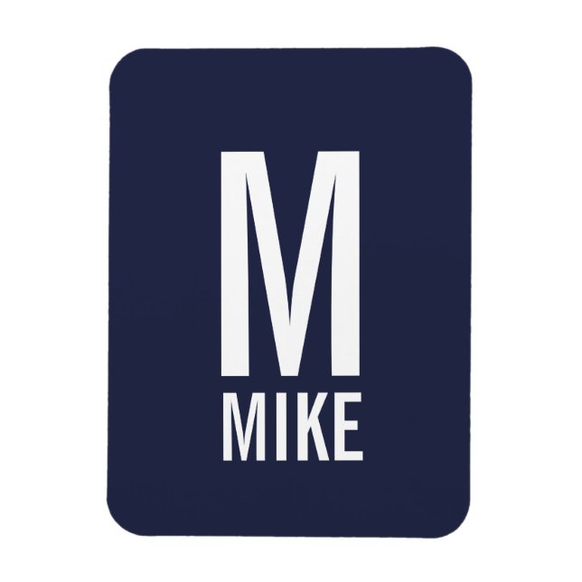 Modern Personalized Bold Monogram and Name Magnet (Vertical)
