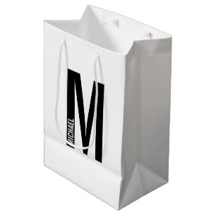 Modern Personalized Bold Monogram and Name Medium Gift Bag