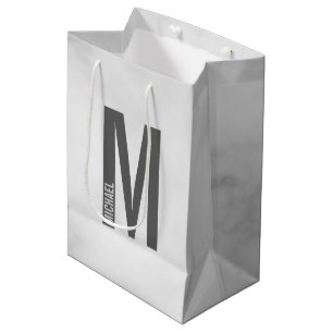 Modern Personalized Bold Monogram and Name Medium Gift Bag