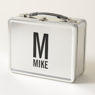 Modern Personalized Bold Monogram and Name Metal Lunch Box