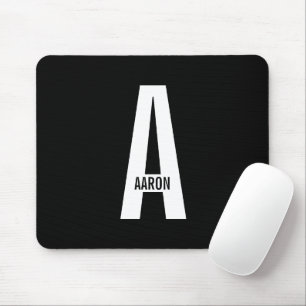 Modern Personalized Bold Monogram and Name Mouse Pad