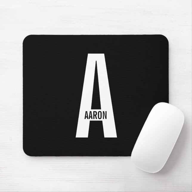 Modern Personalized Bold Monogram and Name Mouse Pad (With Mouse)