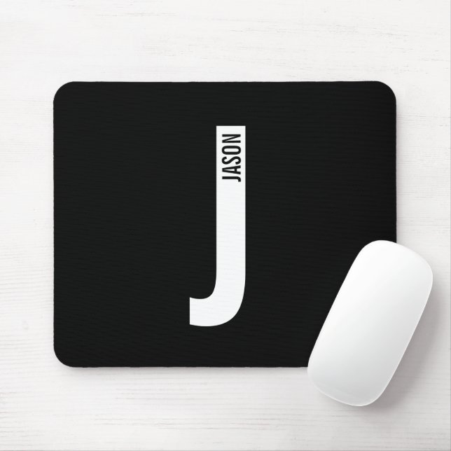 Modern Personalized Bold Monogram and Name Mouse Pad (With Mouse)
