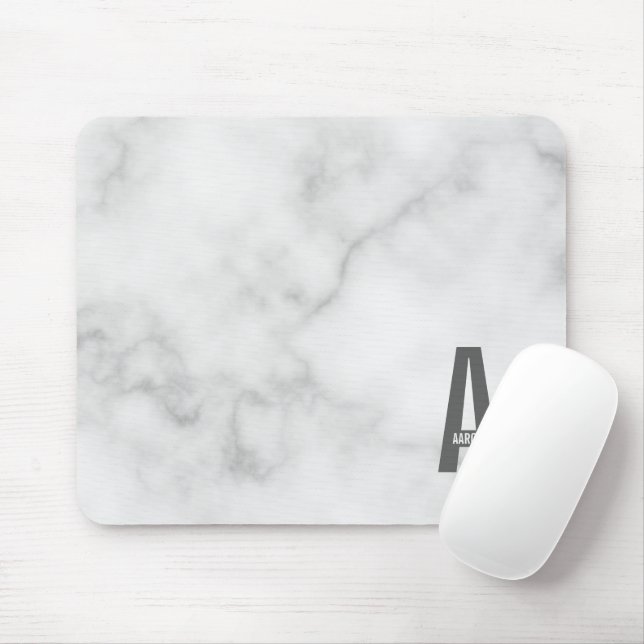 Modern Personalized Bold Monogram and Name Mouse Pad (With Mouse)