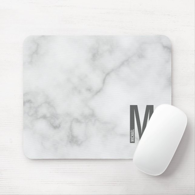 Modern Personalized Bold Monogram and Name Mouse Pad (With Mouse)
